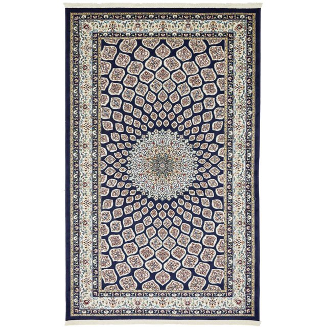 Unique Loom Narenj Tapis Motif Médaillon 5' x 8' Rectangle Bleu Marine/tan