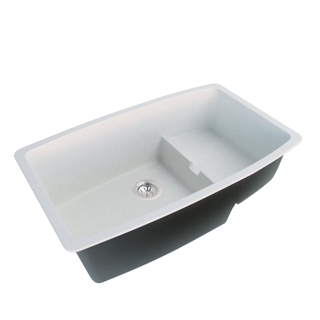 A&E Bath and Shower Hydrelia 30 In. Granite Double Bowl Kitchen Sink In White
