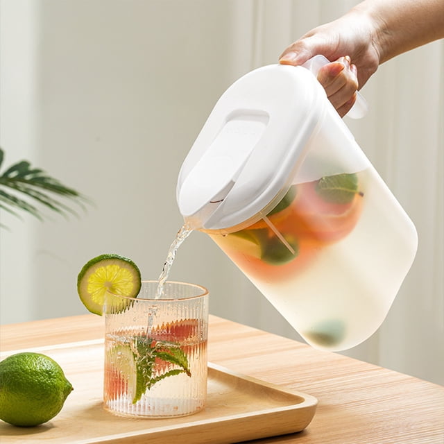 A Cold Water Pitcher Large Capacity Beverage Container Summer Fruit Tea Cold Brew Pot Ice Water Cooler Jug Plastic Container Multi Functional Pitcher For Refrigerator Use Version A Design