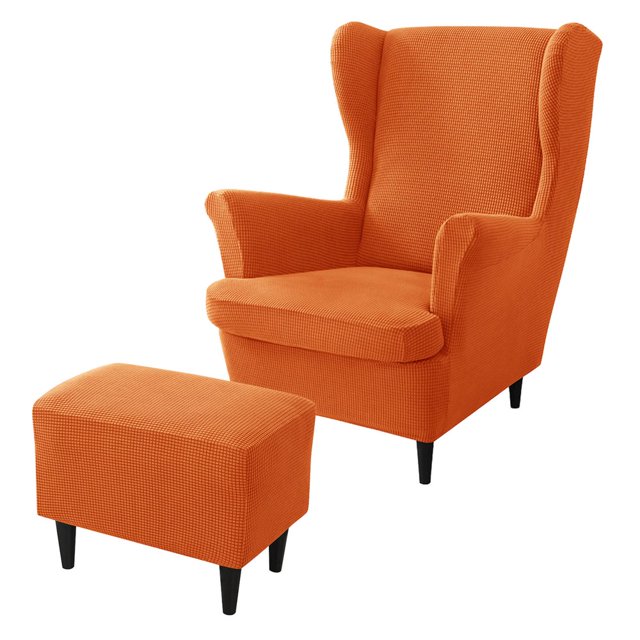 CHOK 2024 Wing Chair Slipcover Chair Covers For Wingback Chairs Stretch Sofa Cover Furniture Protector Couch Soft With Elastic Bottom-Pink-Chair Cover