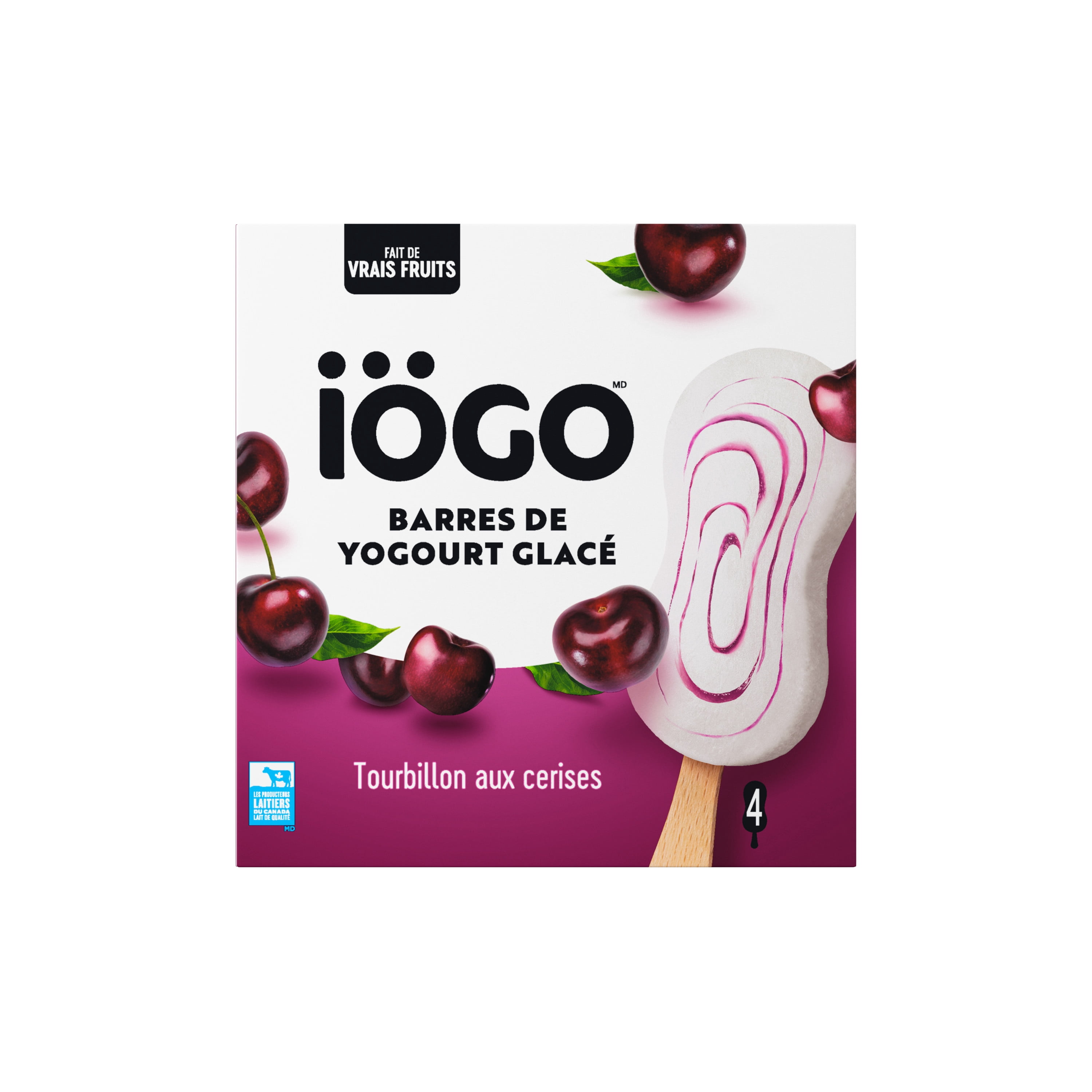 IÖGO Frozen Yogurt Bars, Cherry Swirl, Real Fruit & Dairy, 100