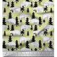 thumbnail image 1 of Soimoi Beige Poly Georgette Fabric Bear Tree Print Fabric by the Yard 42 Inch Wide, 1 of 3