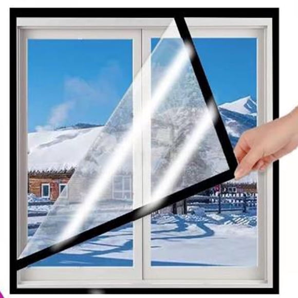 XIPYYKM Trousse d'Isolation de Fenêtre Réglable 47 x 40 Pouces Film Transparent Découpable avec Sangles Adhésives Plastique de Fenêtre Réutilisable pour l'Hivernisation Housse d'Isolation Thermique Imperméable Épaissie Hiver Chaud