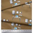 thumbnail image 2 of Soimoi Brown Rayon Fabric Monitor,Books & Study Table Education Theme Fabric Prints By Yard 56 Inch Wide, 2 of 3