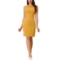 thumbnail image 1 of INSPIRE CHIC Robe Fourreau pour Femme Sans Manches à Encolure Bateau Robe de Bureau Jaune G, 1 of 6