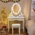 thumbnail image 2 of Ktaxon Vanity Table 10 LED Lights, 5 Drawers Makeup Dressing Desk with Cushioned Stool Set,Bedroom Vanities Set White, 2 of 5