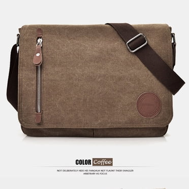 LSLJS Unisex Vintage Canvas Satchel College Laptop Shoulder Crossbody Sling Zipper Bag, Casual Shoulder Messenger Bag