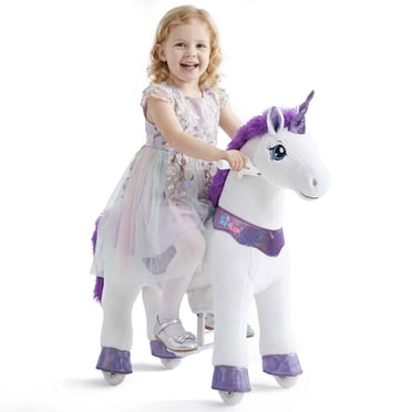 PonyCycle Jouet à Chevaucher Motorisé pour Enfant Unicorn, Sans Pile, Frein à Main, 3-4 Ans, Violet, E313