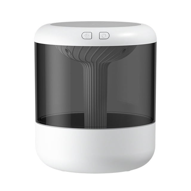 Humidificateur d'Air 1,2 L à 2 Vitesses Réglables Chambre Pièce Bureau Maison Intérieur Diffuseur de Table Humidification Brumisateur en Blanc. Présente un design Cylindrique Élégant avec une section Supérieure Transparente et une base Blanche. Comprend une Capacité de 1,2 L, Deux modes de Brume (intermittent et Continu), et une Lampe d'Ambiance Intégrée avec un Interrupteur de Commande Séparé. Conçu pour un Fonctionnement Silencieux avec des Niveaux de Bruit de 20 à 40 dB, Convient à la Maison, au Bureau Ou à la Voiture. Alimenté par USB avec protection Intelligente contre la Coupure d'Alimentation pour Prévenir