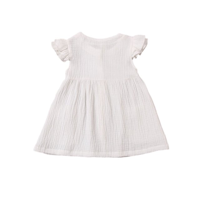 Xingqing Robe Tunique à Volants en Coton Biologique pour Bébés Filles, Coupe Évasée, Robe d'Été Princesse