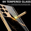thumbnail image 4 of Full Cover Phone Case Tempered Glass Hard Printed Smartphone Bumper Case Cell Phone Covers Electroplated for S22/22Plus/Ultra Camera Protection Protective  Galaxy S22 ULTRA Golden Thread, 4 of 7
