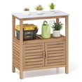 thumbnail image 1 of Gymax Banc de Rempotage Extérieur avec Tablette de Rangement en Résine et Portes à Persiennes pour Armoire, 1 of 10
