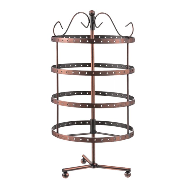 maskred Support Rotatif Rond pour Boucles d'Oreilles, Présentoir en Métal à 4 Niveaux, Bronze