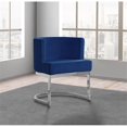 thumbnail image 3 of Fauteuil d'Appoint en Velours Bleu Marine avec Base Chromée Argentée - 1 Fauteuil, 3 of 4