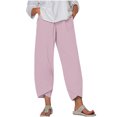 thumbnail image 2 of RXIRUCGD Women's Summer Comfortable Loose Wide Legged Fashion Solid Color Capris, Pink, Size: XL, 2 of 5