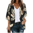 thumbnail image 1 of TIMIFIS Womens Floral Chiffon Kimono Cardigans Loose Beach Cover Up Half Sleeve Tops-Black-LFall, 1 of 5