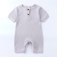 thumbnail image 4 of AherBiu Newborn Onesie Short Sleeve Jumpsuit Baby Clothes Ribbed Button Crewneck Summer Short Rompers Overalls, 4 of 4