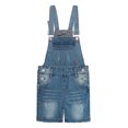 thumbnail image 1 of KIDSCOOL SPACE Shorts pour Filles, Shortalls d'Été en Denim Extensible Déchiré, Bleu Clair, 7-8 Ans, 1 of 7