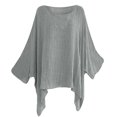 thumbnail image 1 of IROINID T-Shirts à Manches Longues pour Femmes Réduits Col Rond T-Shirt à Manches Courtes Été Blouse Ample Unie Hauts, Gris, 1 of 4