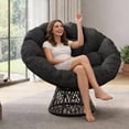thumbnail image 2 of QinaQin Papasan Chair, a 37-Inch Ergonomic Rattan Papasan Chair, Features a Padded, Soft Fabric Seat, a Sturdy Steel Frame, and a 360° Swivel Base, Making It Suitable for Living Room, 2 of 9