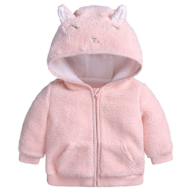 Kcodviy infant Girls Winter Coat of Many Colors Jacket Kids Rabbit Ears Hooded Jacket Running Jackets for Girls Fleece Zipper Thicken Windproof Girls Clothes Size 4T Warm Outwear Newborn