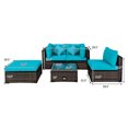 thumbnail image 2 of Patiojoy 5-Piece Outdoor Patio Sectional Rattan Sofa Set with Soft Back and Seat Cushion Turquoise, 2 of 7