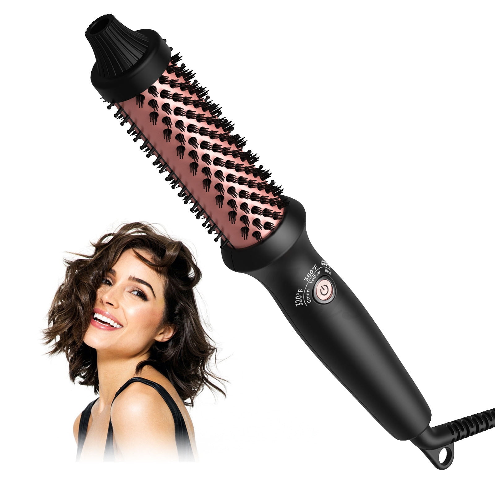 mtvxesu Travel Curling Iron, 1.25 Inch Curling Iron Brush Doubleptc Volumizing Brush Heated Round Brush Ceramic Tourmalines Ionic Curling Comb Bio Ionic Curling Iron Clearance Sale