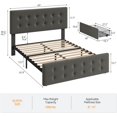 thumbnail image 2 of Queen Size Bed Frame with Adjustable Headboard, Upholstered Platform Bed Frame with 4 Storage Drawers, Button Tufted Design, Wooden Slats Support, No Box Spring Needed, 2 of 8