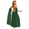 thumbnail image 3 of Aiihoo Ensemble de Costume de Danse du Ventre pour Femmes 4 Pcs, Haut Robe à Ourlet Doré à Dos Nu et Manches Longues, Spectacle de Danse Vert P, 3 of 7