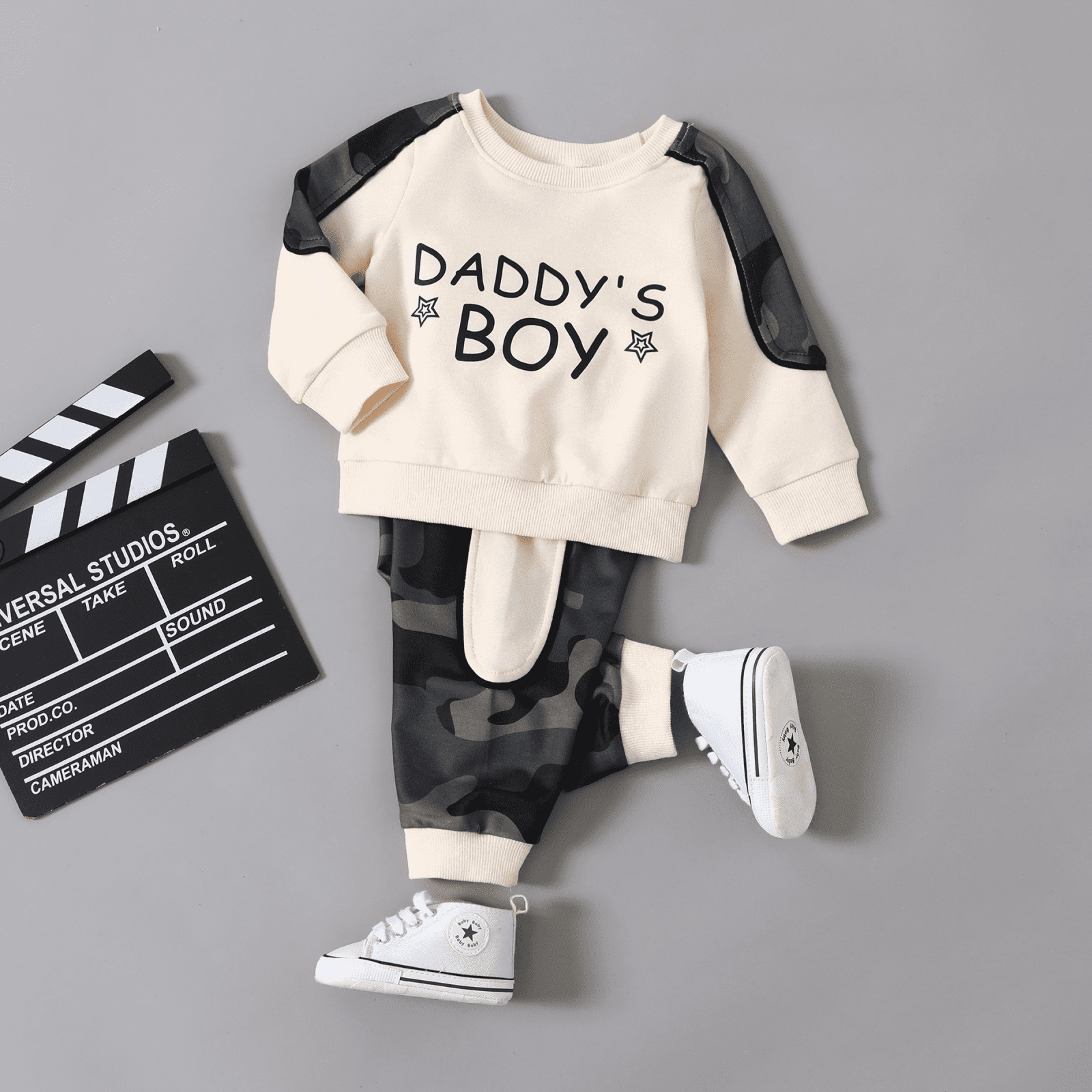 PatPat 2pcs Baby Boy Casual Style Camouflage Set