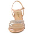 thumbnail image 2 of BLISSFUL STEP Women's PU Ankle Strap Rhinestone Kitten Heel Sandals, 2 of 6