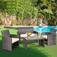 thumbnail image 1 of Gymax 4PCS Patio Outdoor Rattan Furniture Set w/ Cushioned Chair Loveseat Table, 1 of 10