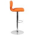 thumbnail image 3 of Contemporary Orange Vinyl Adjustable Height Barstool with Vertical Stitch Back and Chrome Base, 3 of 9