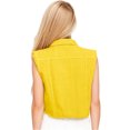 thumbnail image 2 of Womens Distressed Denim Button Up Sleeveless Crop Vest, Yellow, Mesium, 2 of 5