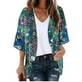 thumbnail image 1 of TIMIFIS Womens Floral Chiffon Kimono Cardigans Loose Beach Cover Up Half Sleeve Tops-Green-2-XXXXXLFall, 1 of 5