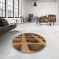 thumbnail image 4 of Ahgly Company Tapis d'Intérieur Rond Lavable en Machine Rouge Brun Transitionnel, 4 Pieds Rond, 4 of 7