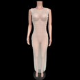 thumbnail image 3 of FhsagQ Robe de Plage pour Femmes avec Manches Robe Transparente en Dentelle et Maille à Strass Perlée Sans Manches Robe de Plage pour Femmes Couvre-Maillot de Nuit pour Femmes Couvre-Maillot Grande Taille Beige G, 3 of 6