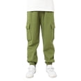 thumbnail image 1 of MIASHUI Girls Sweatpants Unisex Children Cargo Pants Kids Solid Color Trousers,Green,11-12 Years, 1 of 4