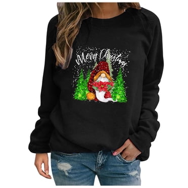Longs Chandails de Noël pour Femmes Mode Féminine Chandail Ample de Noël à Col Rond Chandails à Manches Longues pour Femmes Chandails à Col Montant pour Femmes