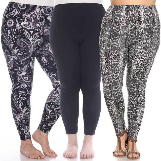 White Mark Leggings Imprimés Doux et Extensibles pour Femmes, Lot de 3