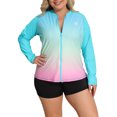 thumbnail image 1 of Charmo Womens Plus Size Long Sleeve Rash Guard Top Zipper Sufing Swim Shirt, 1 of 5