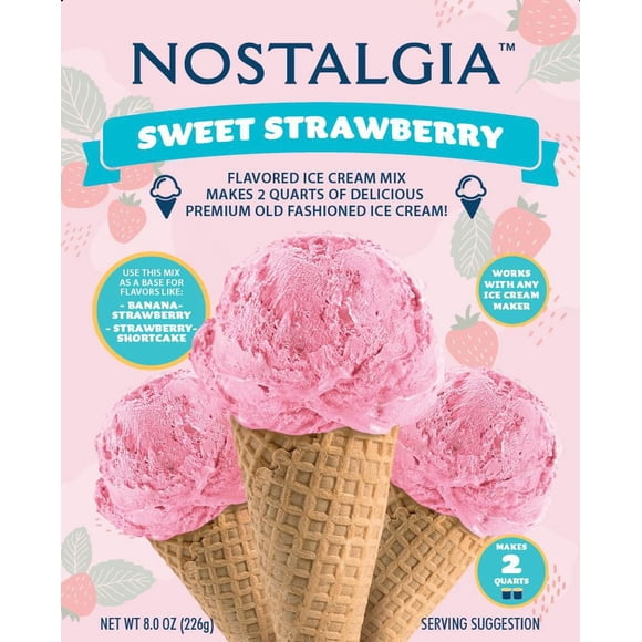 Nostalgia 2-Quart Premium Ice Cream Mix, Strawberry (1 Pack)