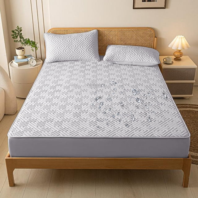 Protège-matelas Imperméable / Drap-Housse Antidérapant 35,4 X 78,7 Po / Housse de Lit en Polyester Bleu Pâle/gris / Tissu Extensible Reste en Place / Convient aux Enfants et aux Animaux