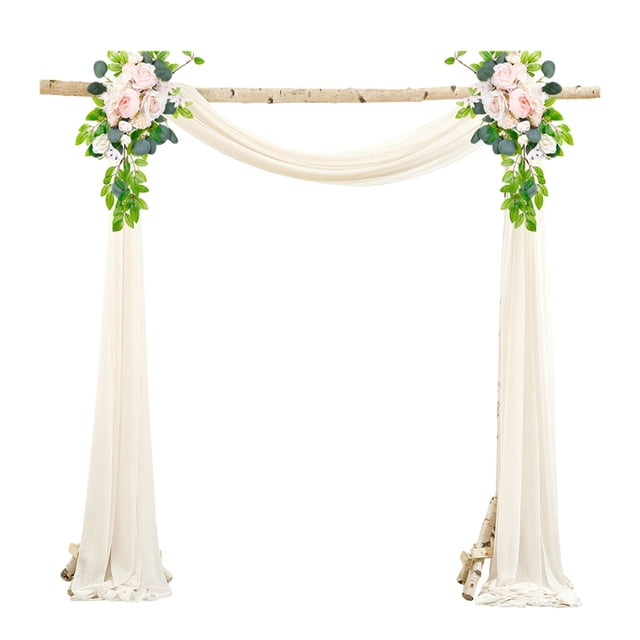 fastboy 2pcs/set Wedding Arch Drape Elegant Chiffon Fabric Draping Curtain For Courtyard Wedding For Wedding Ivory White