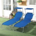 thumbnail image 2 of Outsunny 2 Pcs Chaise Longue d'Extérieur, Chaise Longue Pliante Réglable, Bleu, 2 of 10