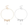 thumbnail image 3 of Bracelets Anklets Forme Étoile Ajustable avec Strass Style Simple Accessoire de Mode Pendentif Suspendu Cheville pour Femmes Or, 3 of 7