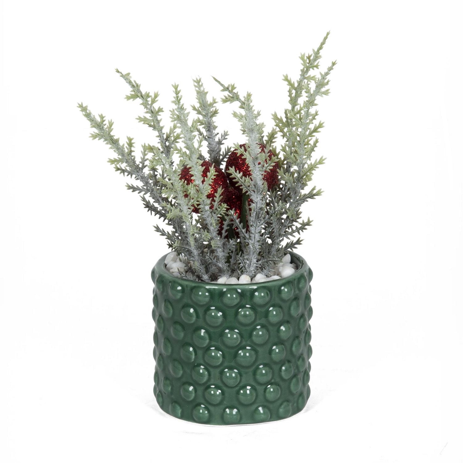 Fausse verdure miniature Yaga avec baies dans un pot vert