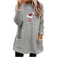 thumbnail image 1 of Pisexur Chandails en Molleton de Noël pour Femmes en Polaire Douce à Manches Longues Col Rond Imprimé Verre de Vin Rouge Chandail-Over Chaud d'Hiver avec Poches, 1 of 3