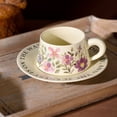 thumbnail image 2 of 85oz Chinese Floral Ceramic Coffee Cup Set Style White Orange Porcelain Tea Mug, 2 of 9