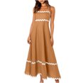 thumbnail image 2 of CEHVOM Robe Midi à Rayures Spaghetti pour Femme 2024 Été, Robe d'Été Sans Manches Dos Nu Fluide à Smocks en Dentelle Évasée Ligne A Robe Midi, 2 of 7